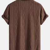 Geometrisches Jacquard Eyelet Cuban Hemd & Shorts aus Leinen-Baumwoll-Mischung