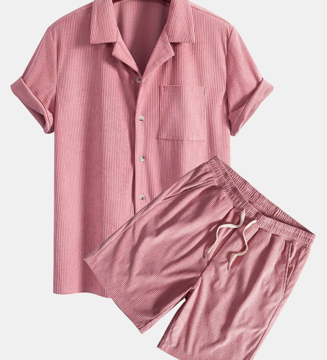 Kurzärmeliges Corduroy Kubanisches Hemd & Shorts