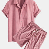 Kurzärmeliges Corduroy Kubanisches Hemd & Shorts