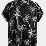Palm Tree Print Hemd mit Knöpfen & Badeshorts