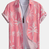 Palm Tree Print Hemd mit Knöpfen & Badeshorts