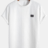Kurzärmeliges geometrisches Jacquard-T-Shirt mit abgerundetem Saum & Shorts