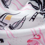 Palm Tree Flamingo Print Button Up Shirt & Swim Shorts