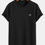 Kurzärmeliges Waffel-T-Shirt mit abgerundetem Saum & Shorts
