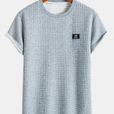 Kurzärmeliges Waffel-T-Shirt mit abgerundetem Saum & Shorts