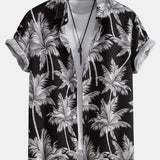 Palm Tree Print Hemd mit Knöpfen & Badeshorts