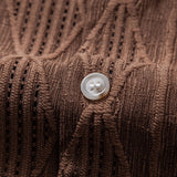 Geometrisches Jacquard Eyelet Cuban Hemd & Shorts aus Leinen-Baumwoll-Mischung