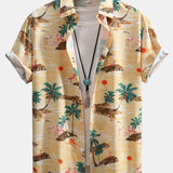 Flamingo-Lebensraum-Muster Hemd mit Knopfleiste und Shorts zum Schwimmen