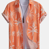 Palm Tree Print Hemd mit Knöpfen & Badeshorts