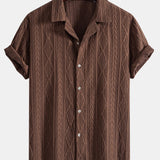 Geometrisches Jacquard-Kubanisches Hemd mit Ösen & strukturierte Shorts mit Futter