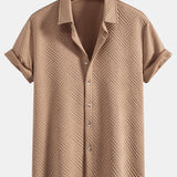 Textur Jacquard Hemd & Shorts mit Knopfleiste