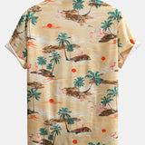 Flamingo-Lebensraum-Muster Hemd mit Knopfleiste und Shorts zum Schwimmen