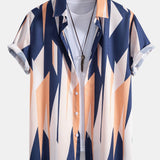 Geometrie Print Hemd mit Knöpfen & Badeshorts