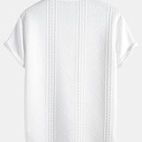 Kurzärmeliges geometrisches Jacquard-T-Shirt mit abgerundetem Saum & Shorts