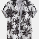 Palm Tree Print Hemd mit Knöpfen & Badeshorts