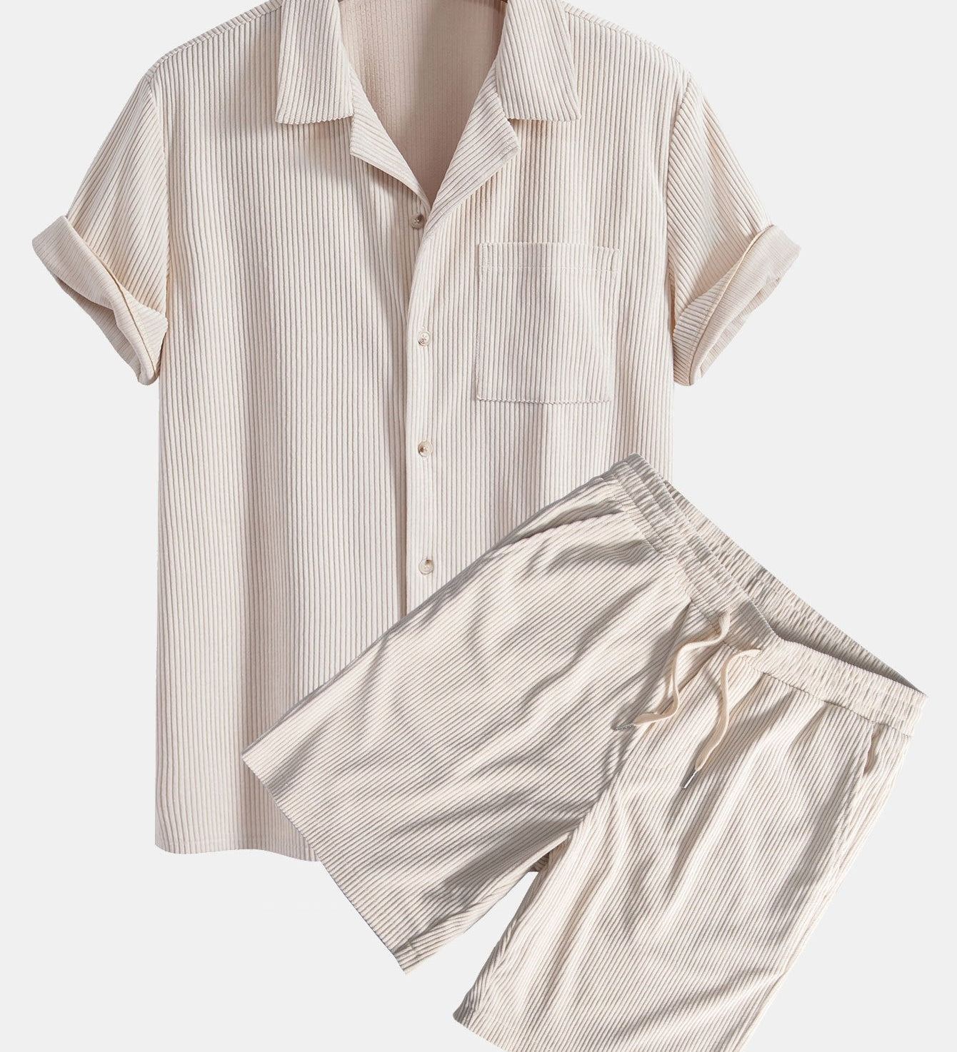 Kurzärmeliges Corduroy Kubanisches Hemd & Shorts