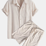 Kurzärmeliges Corduroy Kubanisches Hemd & Shorts