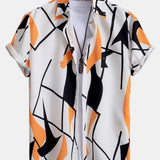Color Block Abstraktes Print Hemd mit Knöpfen & Badeshorts