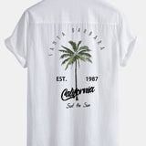 Kalifornien Palmen Print Leinenoptik Baumwolle Button-Up Hemd & Shorts