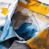 Tintenblaues Blumenmuster Hemd mit Knöpfen & Badeshorts