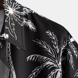 Palm Tree Print Hemd mit Knöpfen & Badeshorts
