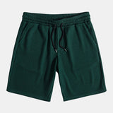 Muscle Fit Geripptes Stehkragen Hemd & Shorts