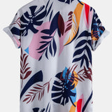Leaf Farbe Block Print Button Up Shirt & Swim Short