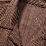 Geometrisches Jacquard Eyelet Cuban Hemd & Shorts aus Leinen-Baumwoll-Mischung
