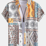 Schal Print Hemden mit Knöpfen & Shorts