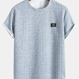 Kurzärmeliges geometrisches Jacquard-T-Shirt mit abgerundetem Saum & Shorts