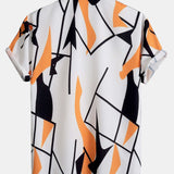 Color Block Abstraktes Print Hemd mit Knöpfen & Badeshorts