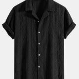 Geometrisches Jacquard-Kubanisches Hemd mit Ösen & strukturierte Shorts mit Futter