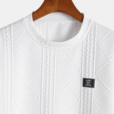 Kurzärmeliges geometrisches Jacquard-T-Shirt mit abgerundetem Saum & Shorts