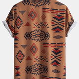 Aztekischer Geometrischer Druck Hemd & Swim Shorts