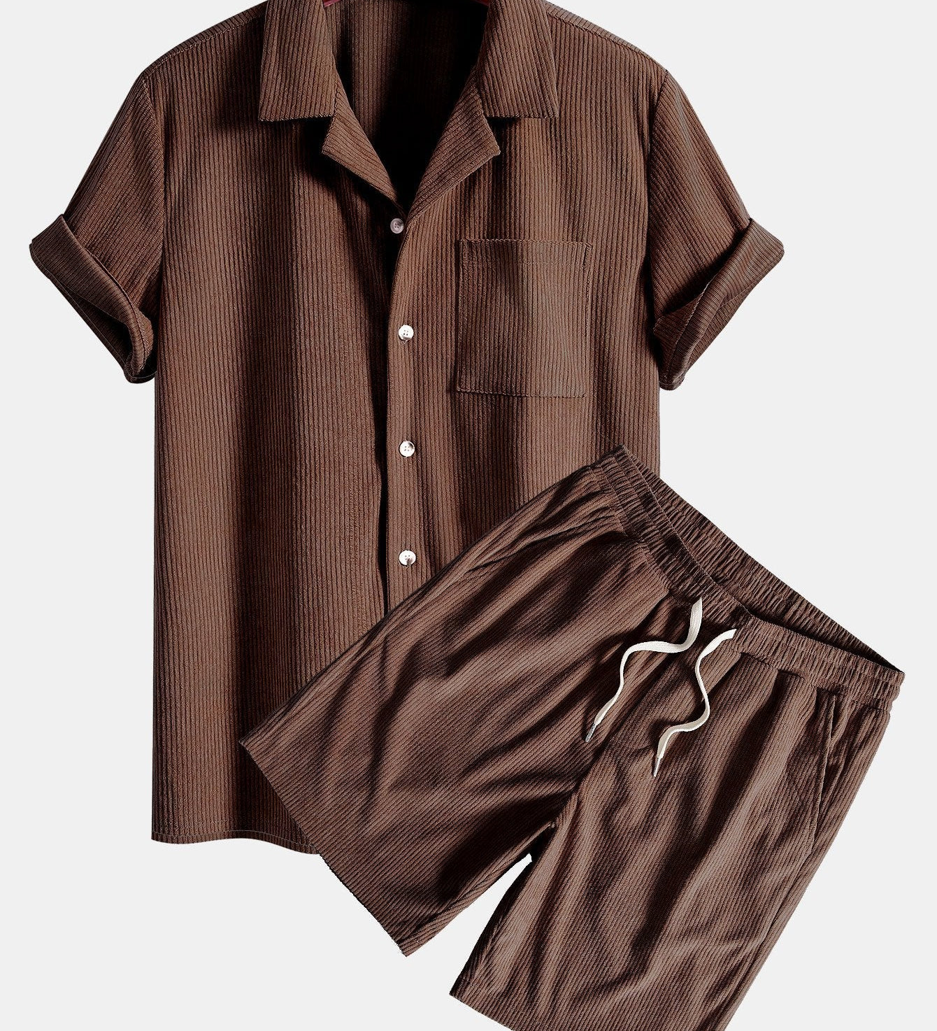 Kurzärmeliges Corduroy Kubanisches Hemd & Shorts