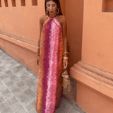 Sommerfeld | Tie-Dye Maxikleid mit amerikanischem Ausschnitt