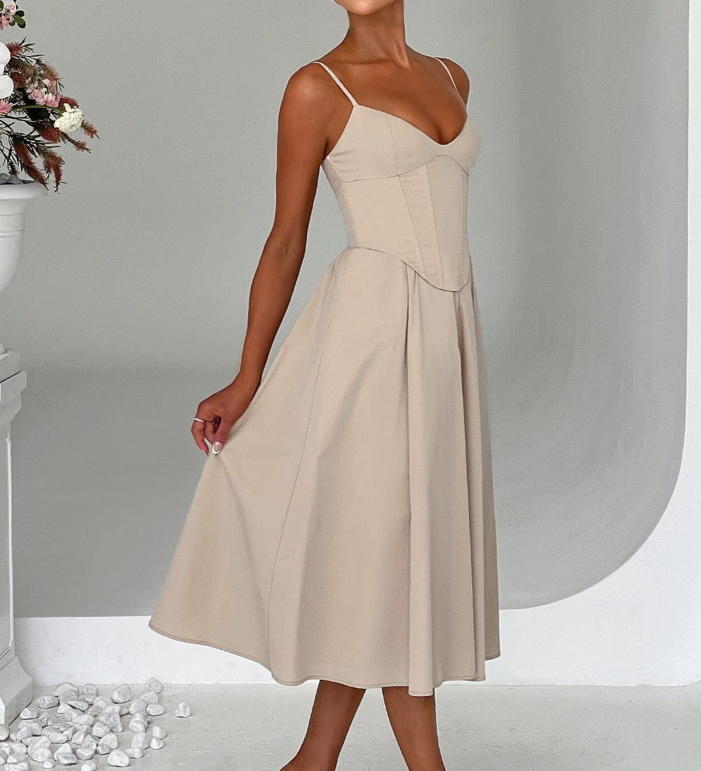 MAILEEN | Elegantes Midi Kleid im Corset Stil