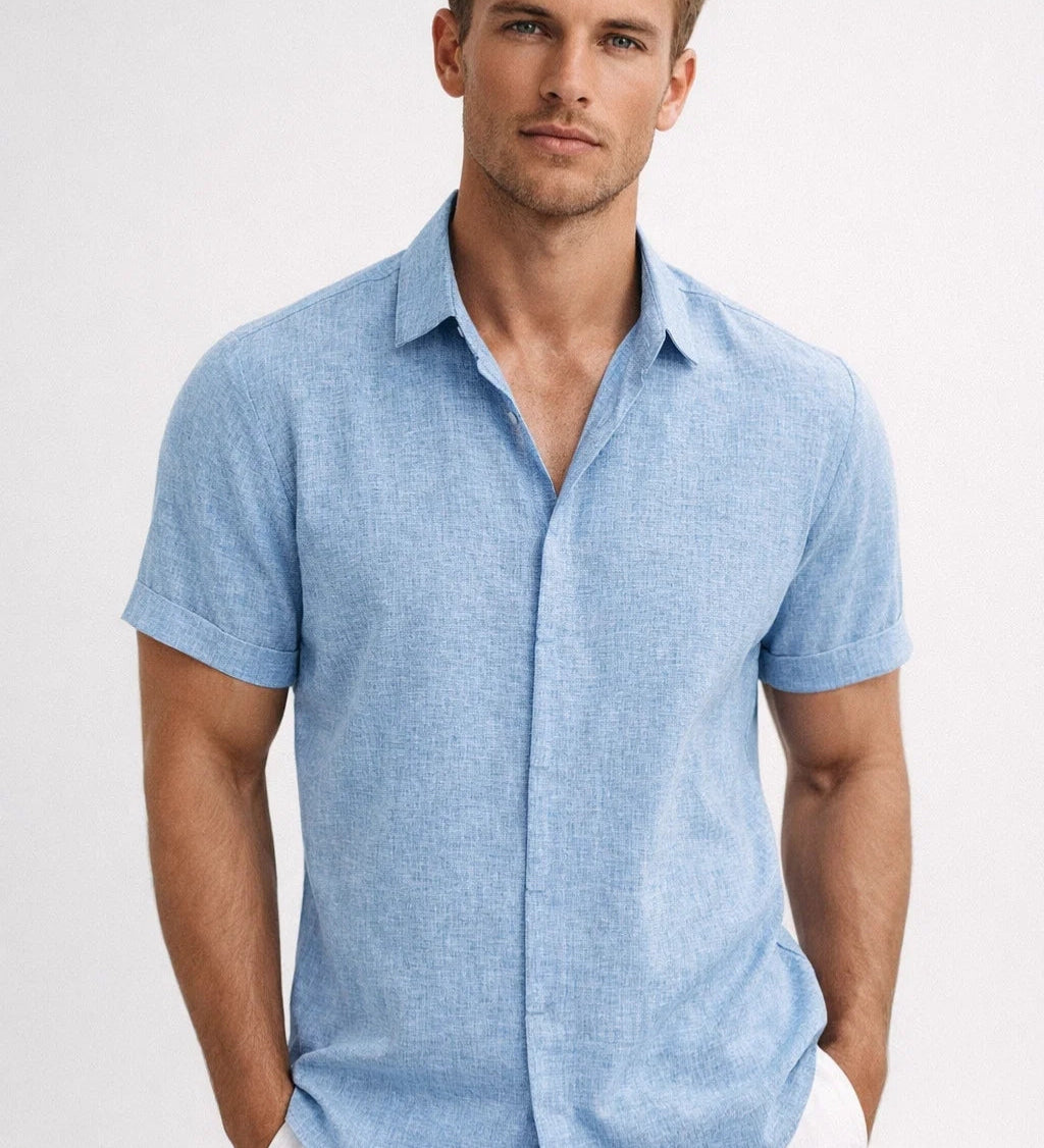 Sommerfeld | Kurzarm-Leinenhemd für Herren (1 kaufen, 1 GRATIS dazu)