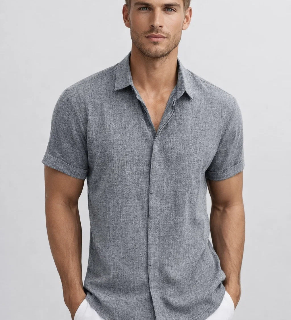 Sommerfeld | Kurzarm-Leinenhemd für Herren (1 kaufen, 1 GRATIS dazu)