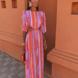 Sommerfeld | Maxikleid mit Taillenausschnitten und vertikalem Muster
