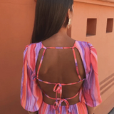 Sommerfeld | Maxikleid mit Taillenausschnitten und vertikalem Muster