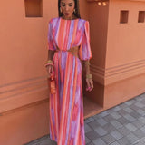 Sommerfeld | Maxikleid mit Taillenausschnitten und vertikalem Muster