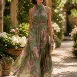 Paula | Midi-Kleid mit gerafftem Halterneck-Ausschnitt