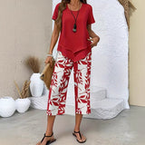 Sommerfeld | Zweiteiliges Set mit asymmetrischem Oberteil und Print-Hose